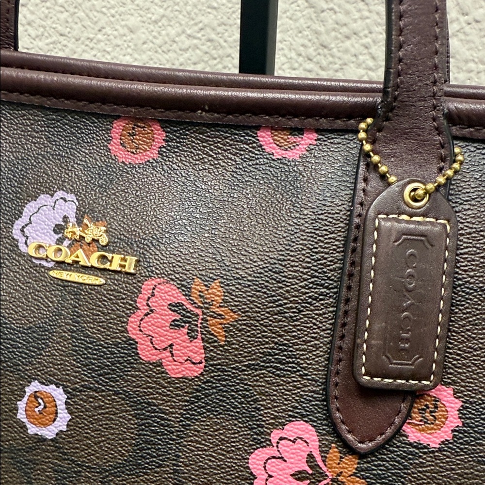 Coach Brown Floral Tote Bag - Picture 2 of 15